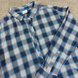 Columbia Men's XL Button Up Shirt Blue Plaid Long Sleeve Cotton